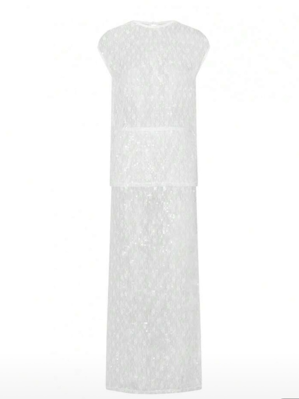 Sequin Sheer White 2-Piece Skirt Set